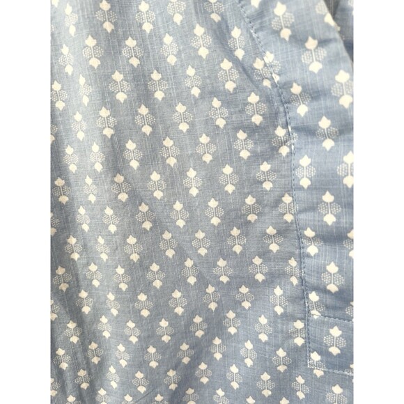 TALBOTS Womens XL Boxy  Sleeveless Popover Top Blue Floral Ruffle Neck Shirt - Picture 4 of 7